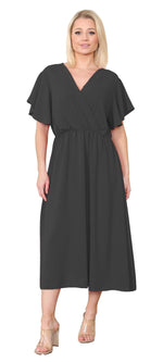 Load image into Gallery viewer, LUXE DIVA Womens Italian Wrap Over Frill Sleeves Dress