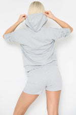 Load image into Gallery viewer, Hooded short sets , short ruched sleeve