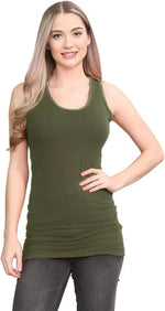 Load image into Gallery viewer, LUXE DIVA Women's Long Racerback Bodycon Vest Top Fitted Sleeveless Muscle Tank for Gym, Yoga, Fitness & Casual Wear Sizes 8-26