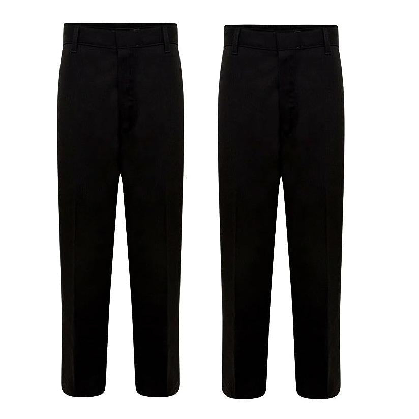 LUXEDIVA 2 Packs Boys School Uniform Half Elastic Waist Zip & Clip Trouser Boys Zip & Clip School Uniform Pants Boys Pull Up School Trousers 4-15 Years