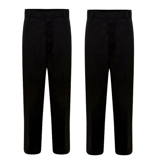 LUXEDIVA 2 Packs Boys School Uniform Half Elastic Waist Zip & Clip Trouser Boys Zip & Clip School Uniform Pants Boys Pull Up School Trousers 4-15 Years