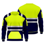 Load image into Gallery viewer, LUXE DIVA High Visibility Reflective Sweatshirt & Hoodie Combo - Safety Work Wear with Long Sleeves, Round Neck, & 3 Zipped Pockets - S to 5XL