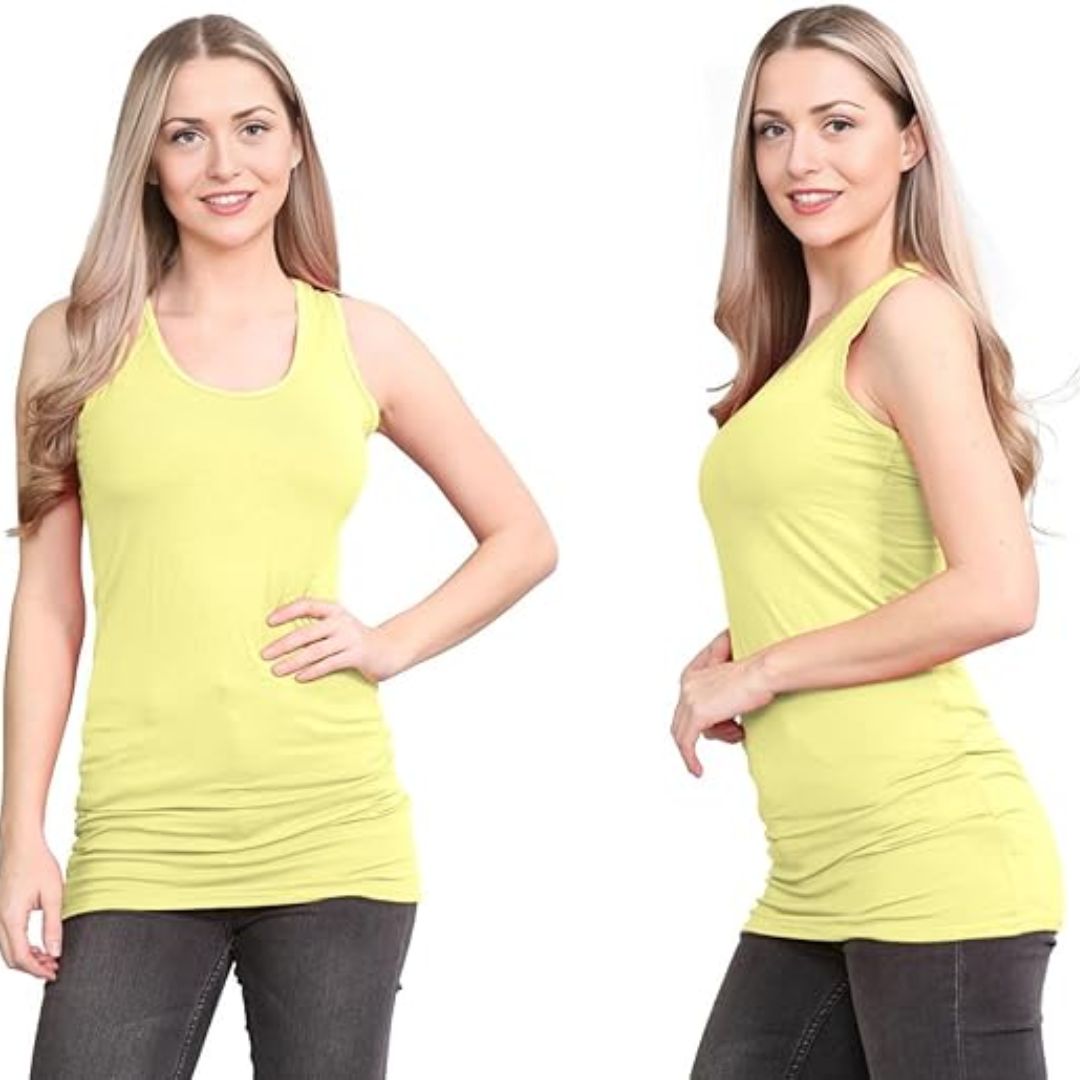 LUXE DIVA Women's Long Racerback Bodycon Vest Top Fitted Sleeveless Muscle Tank for Gym, Yoga, Fitness & Casual Wear Sizes 8-26