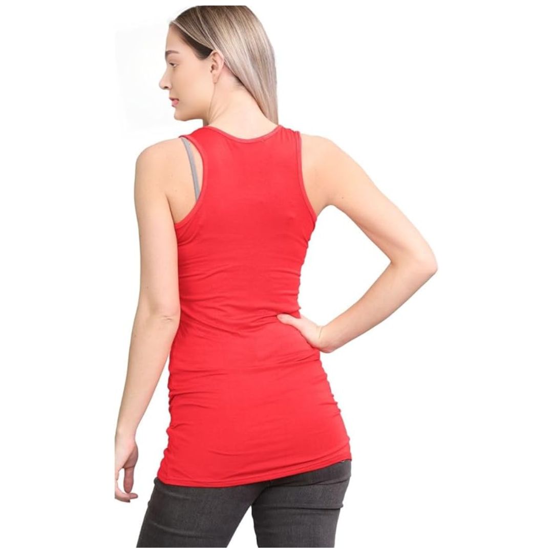LUXE DIVA Women's Long Racerback Bodycon Vest Top Fitted Sleeveless Muscle Tank for Gym, Yoga, Fitness & Casual Wear Sizes 8-26