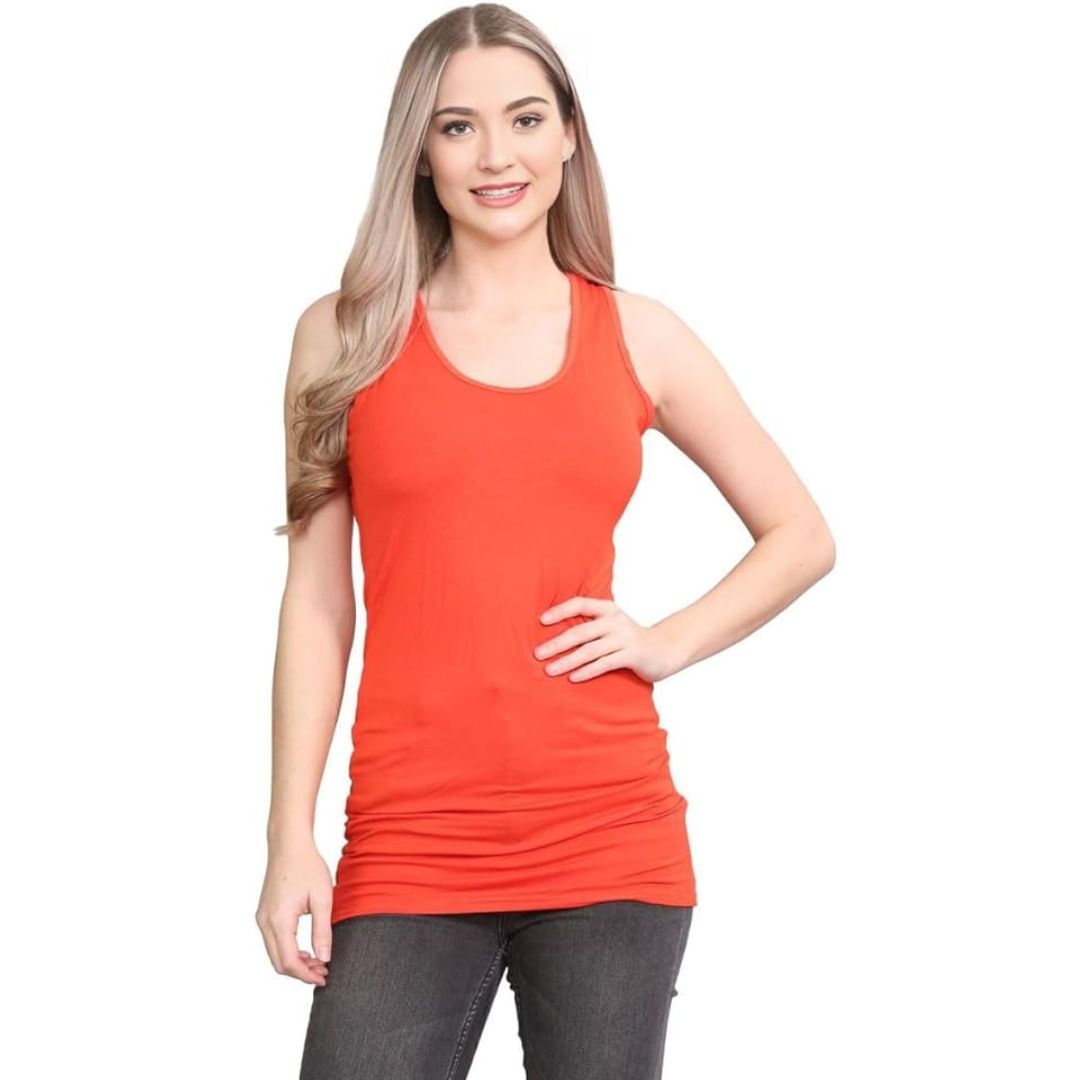 LUXE DIVA Women's Long Racerback Bodycon Vest Top Fitted Sleeveless Muscle Tank for Gym, Yoga, Fitness & Casual Wear Sizes 8-26