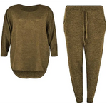 Load image into Gallery viewer, 2 Piece Track Suit Set High Low Top and Bottoms Casual