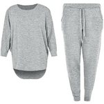 Load image into Gallery viewer, 2 Piece Track Suit Set High Low Top and Bottoms Casual
