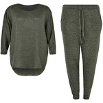 Load image into Gallery viewer, 2 Piece Track Suit Set High Low Top and Bottoms Casual