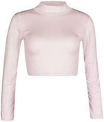 Load image into Gallery viewer, Womens Turtle Neck Crop Ladies Long Sleeve Plain Polo Short Stretch Top Sizes 8-14