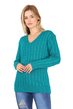 Load image into Gallery viewer, LUXE DIVA LADIES V/N KNITTED LONG SLEEVE JUMPER BACK IN STOCK