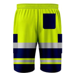 Load image into Gallery viewer, Hi Vis Viz Shorts High Visibility Reflective Pants Work Wear Combat Cargo Shorts Menswear Underwear Workwear Man Stripe Striped Tropical