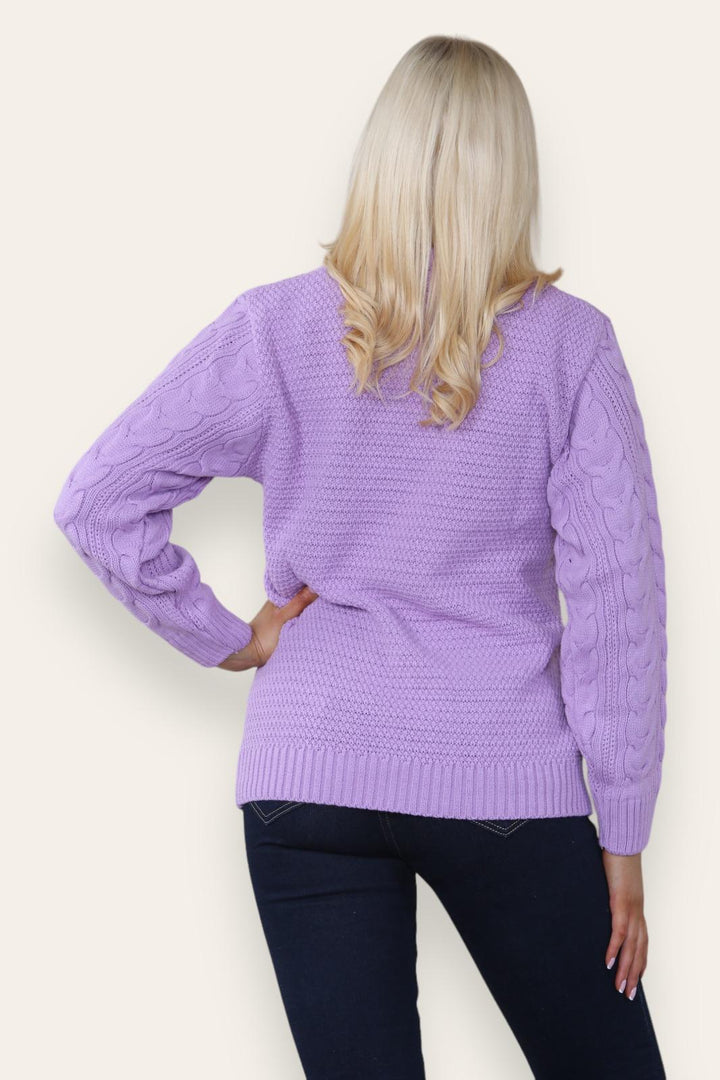 LUXE DIVA LADIES WOMENS BRAND NEW LONG SLEEVE SWEATER CREW NECK CHAIN LINK PATTERN THICK KNIT WINTER JUMPER Cardigan Clothing