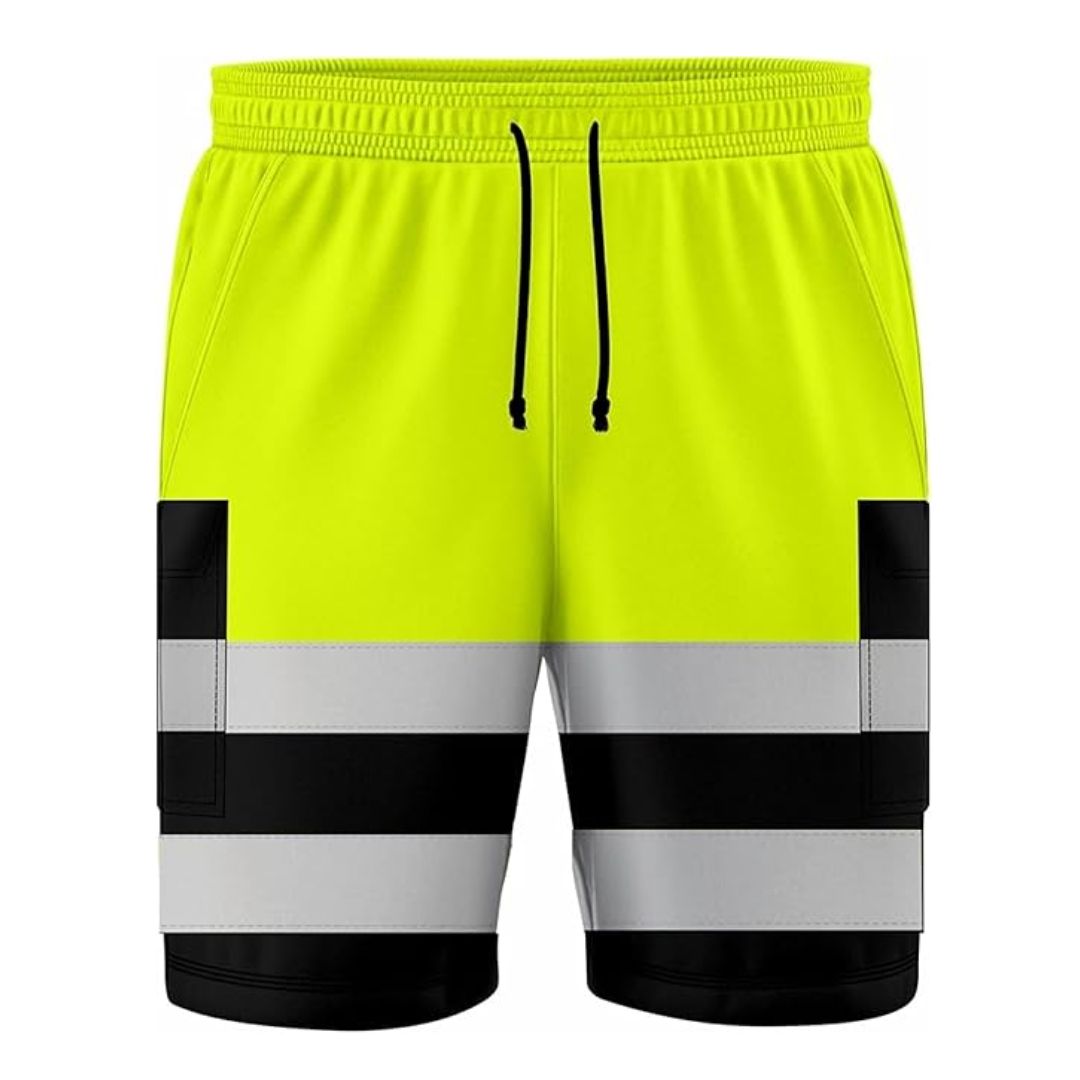 LUXE DIVA Hi Vis Safety Cargo Shorts High Visibility Reflective Workwear Security Combat Pockets Lightweight Utility Jogger for Men