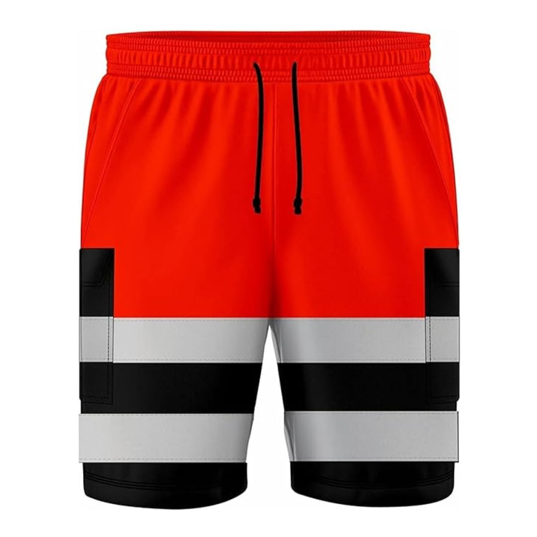 LUXE DIVA Hi Vis Safety Cargo Shorts High Visibility Reflective Workwear Security Combat Pockets Lightweight Utility Jogger for Men
