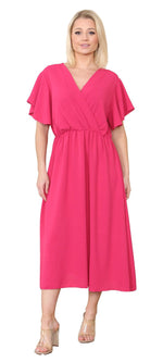Load image into Gallery viewer, LUXE DIVA Womens Italian Wrap Over Frill Sleeves Dress