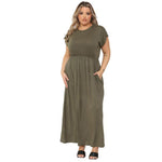 Load image into Gallery viewer, LADIES SHORT SLEEVE FULL LENGTH 2 POCKET WOMEN'S LONG MAXI DRESS PLUS SIZE UK Casual Fabric Jersey Soft Summer Womenswear Comfortable Longline
