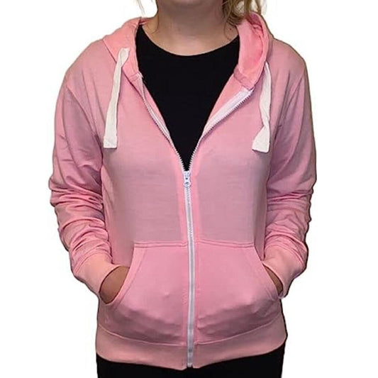 LUXEDIVA Ladies Plain Colour Hoodie Womens Fleece Hooded Top Zip Zipper Hoodie Sweatshirt