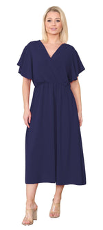 Load image into Gallery viewer, LUXE DIVA Womens Italian Wrap Over Frill Sleeves Dress