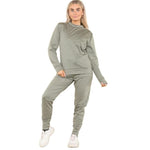 Load image into Gallery viewer, LUXE DIVA Ladies Plain Tracksuit Solid Round Neck Sweatshirts Joggers Slim Fit Activewear Size 8-22