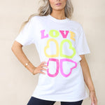 Load image into Gallery viewer, LUXE DIVA Women's Love 4 Heart Slogan Short Sleeve Oversized Baggy Summer T-Shirt Tops