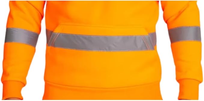 LUXE DIVA Hi Vis Crew Neck Sweatshirt with Kangaroo Pocket Orange Yellow S 3XL High Visibility Safety Workwear Reflective Tape Security Outdoor Jumper