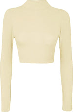 Load image into Gallery viewer, Womens Turtle Neck Crop Ladies Long Sleeve Plain Polo Short Stretch Top Sizes 8-14