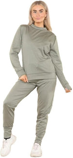 Load image into Gallery viewer, Ladies Plain Tracksuit Solid Round Neck Sweatshirts Joggers Slim Fit Activewear Sizes 8-22