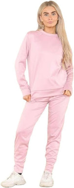Load image into Gallery viewer, Ladies Plain Tracksuit Solid Round Neck Sweatshirts Joggers Slim Fit Activewear Sizes 8-22