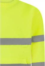 Load image into Gallery viewer, LUXE DIVA Hi Vis Crew Neck Sweatshirt with Kangaroo Pocket Orange Yellow S 3XL High Visibility Safety Workwear Reflective Tape Security Outdoor Jumper