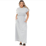 Load image into Gallery viewer, LADIES SHORT SLEEVE FULL LENGTH 2 POCKET WOMEN'S LONG MAXI DRESS PLUS SIZE UK Casual Fabric Jersey Soft Summer Womenswear Comfortable Longline