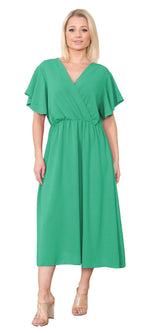Load image into Gallery viewer, LUXE DIVA Womens Italian Wrap Over Frill Sleeves Dress