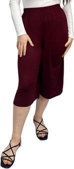 Load image into Gallery viewer, Ladies Plain 3/4 Length Short Palazzo Trousers Casual Wide Leg Culottes Pants Plus Sizes UK 8-26