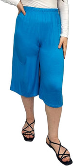 Load image into Gallery viewer, Ladies Plain 3/4 Length Short Palazzo Trousers Casual Wide Leg Culottes Pants Plus Sizes UK 8-26