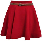 Load image into Gallery viewer, LUXE DIVA Womens Plus Belted Skater Skirt Ladies Short Flared Flippy Ponte Mini Party Skirt 6-20