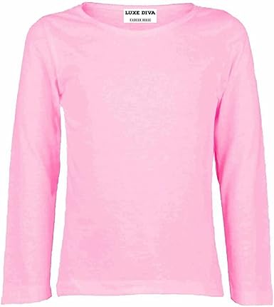 Kids Long Sleeve Basic T_Shirt Ð Stretch Cotton School Top (Ages 2Ð13)