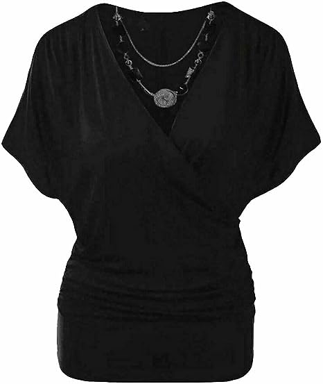 LUXE DIVA Women's Batwing Wrap Necklace Vest Top