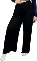 Load image into Gallery viewer, Ladies Palazzo Wide Leg Flared Elasticated Stretch Plus Size Plain Trousers 8-26