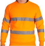 Load image into Gallery viewer, LUXE DIVA Hi Vis Crew Neck Sweatshirt with Kangaroo Pocket Orange Yellow S 3XL High Visibility Safety Workwear Reflective Tape Security Outdoor Jumper
