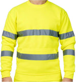 Load image into Gallery viewer, LUXE DIVA Hi Vis Crew Neck Sweatshirt with Kangaroo Pocket Orange Yellow S 3XL High Visibility Safety Workwear Reflective Tape Security Outdoor Jumper