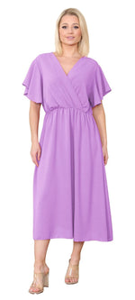 Load image into Gallery viewer, LUXE DIVA Womens Italian Wrap Over Frill Sleeves Dress