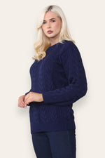 Load image into Gallery viewer, LUXE DIVA LADIES WOMENS BRAND NEW LONG SLEEVE SWEATER CREW NECK CHAIN LINK PATTERN THICK KNIT WINTER JUMPER