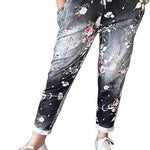 Load image into Gallery viewer, LUXEDIVA  Women’s Ladies Denim Joggers Star Printed Sweatpants Floral Ribbed Waistband Trousers Ladies Casual Summer Drawstring Italian Gym Running Pants Plus Size 8-22