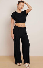 Load image into Gallery viewer, Ladies Plain Crop Top Flared Trouser Loungewear Suit 2PCS Co-ord Tracksuit Set