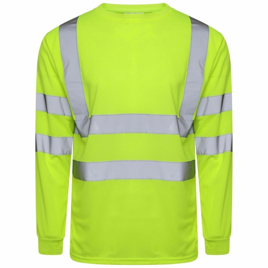 LUXE DIVA Hi Vis Viz Visibility Long Sleeve Crew Neck Highway Work Sweet Shirt Size S-2XL Menswear Classic Clothing Sweatshirt Uniforms Workwear Man Wetsuit