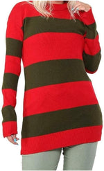 Load image into Gallery viewer, LUXE DIVA Women’s Red Green Stripe Knitted Jumper Ladies Halloween Fancy Dress Sweater Top Girls Long Sleeve Knitted Pullover Winter Sweatshirt
