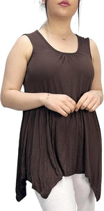 Load image into Gallery viewer, LUXE DIVA Ladies Summer Tops Womens Tops Vest Tops Women UK Womens Tunic Tops Ladies Tops Sleeveless Blouse Plus Size Swing Flared Tops Ladies Long Tops Size 8-26