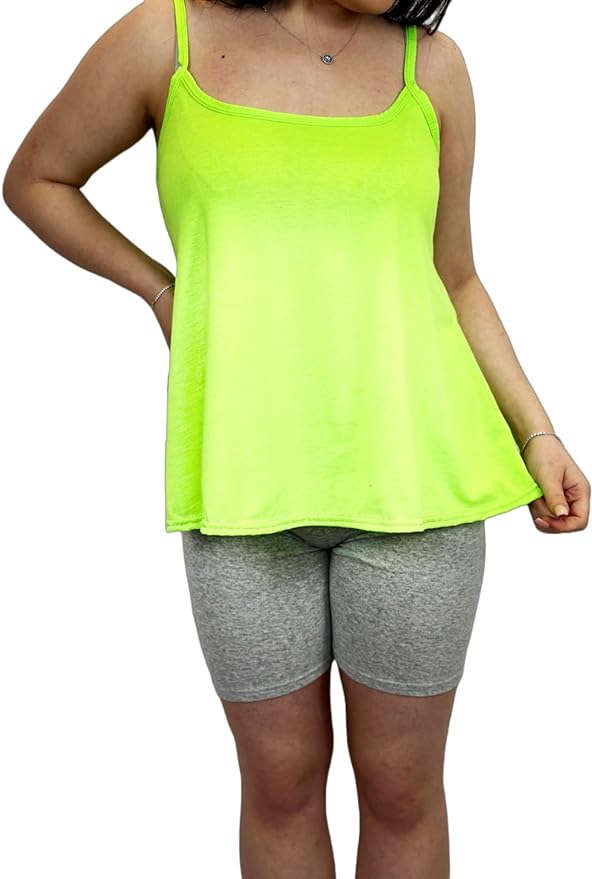 Womens Plain Sleeveless Round Scoop Neckline Stretch Slim Straps Strappy Flared Swing Camisole T-Shirt Vest Top UK Size 24-26