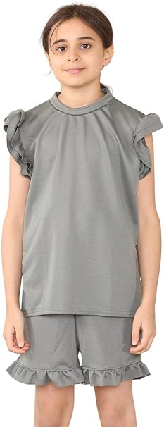 Girls Frill Peplum Top & Shorts Set Ð 2 Piece Co_Ord (Ages 7Ð13)