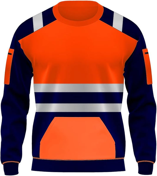 LUXE DIVA High Visibility Hi Viz Crew Neck Fleece Sweatshirts Security Work Soft Warm Cosy Fleece Tops S-XXL