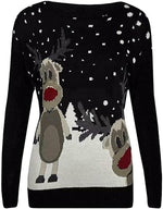Load image into Gallery viewer, Unisex Twin Reindeer Novelty Sweater Jumper For Adult